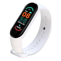 심박계 스마트 워치 밴드 6 피트니스 팔찌 M6 심박수 혈압 모니터 Smartwatch 키즈 Huawei Xiaomi, WHITE