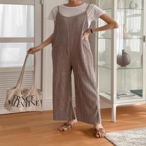 셀러허브(잡화) 여자 플리츠 와이드핏 끈나시 여름 점프수트