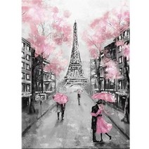 보석십자수 도구세트 명화 구슬 보석 비즈 핑크 우산 비오는 날 풍경 romatic couple paris tower 액자미포함, 495, 라운드 드릴 80x100cm