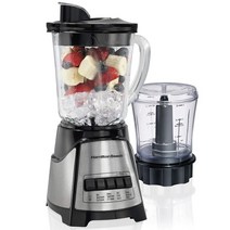 [이라운드몰]해밀턴 비치 파워 엘리트 블렌더 40oz 유리용기 3컵분량 야채 차퍼 구성 4000g, 블랙 스테인리스