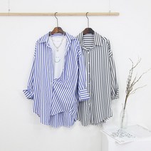 제인준 에티 스트라이프 롱셔츠 간절기