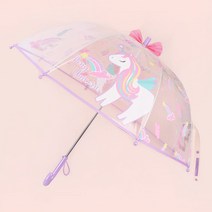 레인보우 유니콘 리본 돔 투명 우산 여아 어린이 키즈 돔형 우산