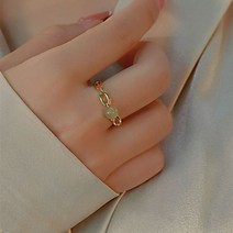 옥반지 여성 손가락 반지 주얼리 녹색 옥 구슬 오픈 스타일 Hetian