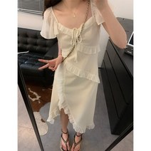 여름 원피스 봄 햅번 스타일 고급 회색 서스펜더 드레스 여성 2023 허리 연꽃 잎