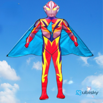 유비스키 연날리기 3D콩푸팬더, 300 미터 블루 휠, 2 미터 3D 울트라 맨