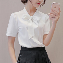 베베디 여성용 리본스 반팔셔츠 남방