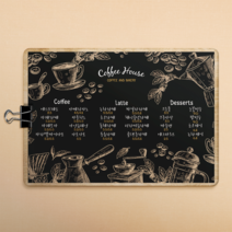 [메뉴판05] 카페메뉴판 클립보드메뉴판 일러스트메뉴판 커피일러스트 coffe 인테리어, 12.포맥스보드＋시트지_A1