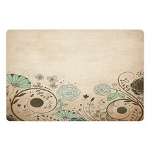 Lunarable 음식과 물을 위한 여성용 반려동물 매트 만화 궁전 디자인 욕조 캐비닛, Brown Turquoise