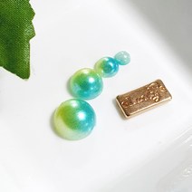 반면 진주 [그라데이션 원형 반진주] 구슬 비즈 공예 재료, 6mm, 그린