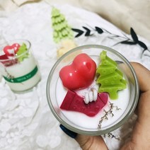 [제이쥬] 크리스마스초 하트트리 캔들 /소이캔들 오브제 인테리어소품 필라캔들 향초 아로마캔들 성탄절선물 연말선물 소이캔들 홈카페 캔들선물 방향제, 투명비닐백, 스프링플라워