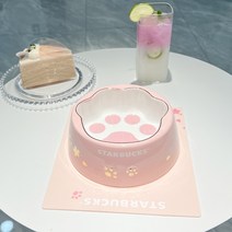 스타벅스 세라믹 머그컵 스푼포함 이쁘고 다양한 컬러 사이렌 머그잔 컵, 새로운애완고양이발톱그릇+매트