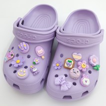 신발 실내화 파츠 악세사리 윌비 클립온 꾸미기 15pcs 세트, 퍼플 플라워 15개 세트