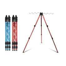 원투 3단 삼각 받침대 삼각대 낚시대 거치대, 레드