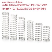 태엽스프링 토션 인장 스프링 10 개몫 1 0mm 스테인레스 스틸 마이크로 소형 압축 od 5 15mm 길이 15mm 50mm, 1.0mm, 6mm, 35mm