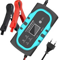 12v충전기 자동차 배터리 충전기 12V 10A 다기능 전체 자동 빠른 충전 펄스 수리 바이크 오토바이 습식 건식 납산, 01 Blue EU Plug