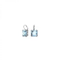 [정품] SWAROVSKI 스와로브스키 밀레니아 드롭 스퀘어 컷 로듐 도금 블루 귀걸이 이어링 웨딩귀찌