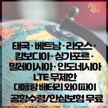 필리핀 말레이시아 인도 데이터무제한 와이파이 김해대구공항수령, 김해공항_수령/반납일 기준 구매필요, 1개