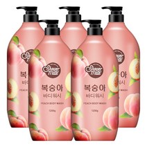 샤워메이트 복숭아 바디워시 (1200ml) 대용량, 1200g, 5ea
