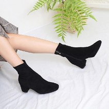 아크라 라미 여성 가을 겨울 스판 발편한 앵클 부츠 5cm
