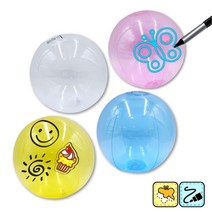 물놀이 비치볼 꾸미기 그림기리기 1p 투명 비치볼 어린이 유아 교육용 교재용 유치원 어린이집 답례품 판촉 선물, 랜덤 x 낱개