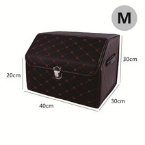 수납함 접이식 대용량 자동차 트렁크 정리 수납함 PU 가죽 도구 박스 액세서리, CHINA, BLACK-RED-M