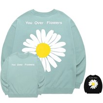 (M~3XL) 오버핏 쭈리 맨투맨 남자 여자 공용 빅사이즈 티셔츠_오버플라워
