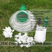 점적호수 관수자재 농업용 호수 25M Transparant 또는 Black DIY 마이크로 드립 관개 시스템 식물 자동 급수 타이머 가든 호스 키트 Dripper, CxAB205CL