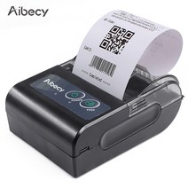 Aibecy 미니 휴대용 열전사 프린터 무선 블루투스 프린터 USB + 블루투스 블랙, 58HB6