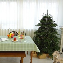 효담상회 방수 체크 식탁보 테이블보 8종 2인 4인 6인용, 4.카키, 4인(140*180)