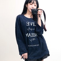 VANANA2 욜로 레터링 자수 국내제작 여리여리 박시 티셔츠 3color