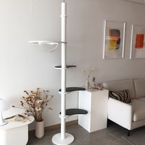 수제공작소 화이트 땅콩 캣폴 캣타워 투명해먹 세트, 1개
