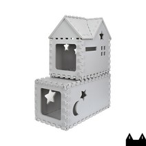 starcat 퍼즐 캣타워 2단 (터널형1단+루프형1단) 스타캣 고양이 하우스 캣타워, 라이트그레이