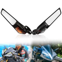 수정된 바이크 오토바이 백미러 윈드 윙 조절식 회전 사이드 라이트 야마하 YZF R1 R6 R25 R3 R125 R15 스즈키 GSXR, [02] Mirror  With Light