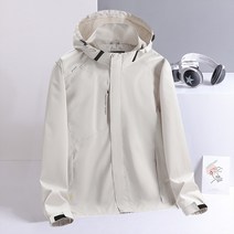 에버유어스 남자 스판 바람막이 등산복 코트 커플 운동 트렌치 방수 등산 후드 바람막이 자켓 화이트