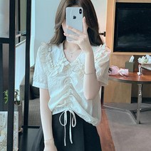 버블주름 매듭포인트 블라우스 blk000039