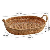 베이커리 진열 라탄 바구니 인테리어 과일 전시 과자 제과점 정리 왕골 쇼케이스 디피 카페 디스플레이, 타원 양귀 라지 라이트