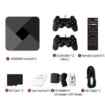 옛날오락기 비디오게임 고전 가정용 게임기 H6 비디오 게임 콘솔 박스 PS1/N64/ARC 20000 128G 64G 2.4G, 03 128G 40000Games_01 EU, 02 Wireless