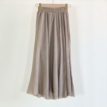 여성 린넨 스커트 데일리 밴딩 심플 무지 빈티지 오버핏 여자 면마 치마 2023 linen skirt XK0142