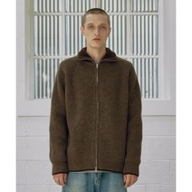 KNITLY Men 울코튼 라인 리브드 집업_Choco brown P00000UD
