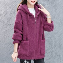 도톰 뽀글이 양털 미디롱 후드 코트 하늘비즈 A25 D059C302