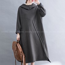 지홍 기모 롱원피스 루즈핏 빅사이즈 후디 터들