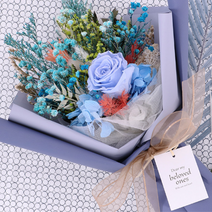 프리저버드 꽃 다발 말린 시들지 않는 예비 시부모님 선물 생신 생일, 블루