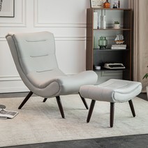 윙체어 소파 네일샵 편한 쇼파 싱글 암체어 인테리어, 라이트 그레이 싱글 + 스툴