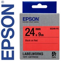 *정품* [ EPSON ] 라벨테이프, SC24R(빨강바탕/검정글씨/폭24mm)