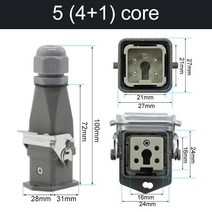 HDC-HA 직사각형 헤비 듀티 커넥터 10A 16A 4 5 6 8 핀 코어 항공 방수 산업 플러그 소켓, 06 5core