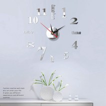 아트월선반 무지주 무타공 변선반 시스템벽선반3d 디지털 벽시계 거울 스티커 family, A - Silver 40cm
