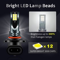 9005 HB3 HB4 12SMD led 안개등 H7 H11 H8 H9 자동차 아주 밝은 흰색 노란색 운전 Led 조명 12V 2 개, 05 9005/HB3, 03 ice blue