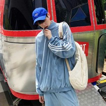남성 벨벳 사이드라인 트랙 트레이닝 츄리닝 팬츠 바지 져지 자켓 상하세트