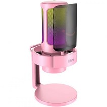 정품 FIFINE USB 스트리밍 게임용 마이크 비디오용 PC 콘덴서 데스크탑 가정용 YouTube RGB 제어 기능 이득 손잡이 3.5mm 헤드폰 잭 충격 마운트 컴, Pink