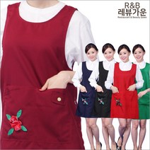 레뷰가운 AE211 장미장식앞치마 원피스 요양보호사 시장 식당 화원 간병 앞치마, AE211자주반짝이L(꽃O)
